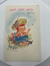 Vintage Hallmark Card Thought of You Write To Me Little Girl &amp; Cat Unused Blank - £3.78 GBP
