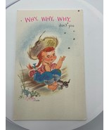 Vintage Hallmark Card Thought of You Write To Me Little Girl &amp; Cat Unuse... - £3.72 GBP