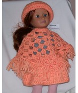 American Girl Peach Poncho and Brimmed Hat, Crochet, 18 Inch Doll, Handmade  - $15.00