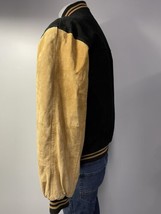 U.S.A. Leather Black and Brown Suede Lined Bomber Jacket Size Men&#39;s M - £22.31 GBP