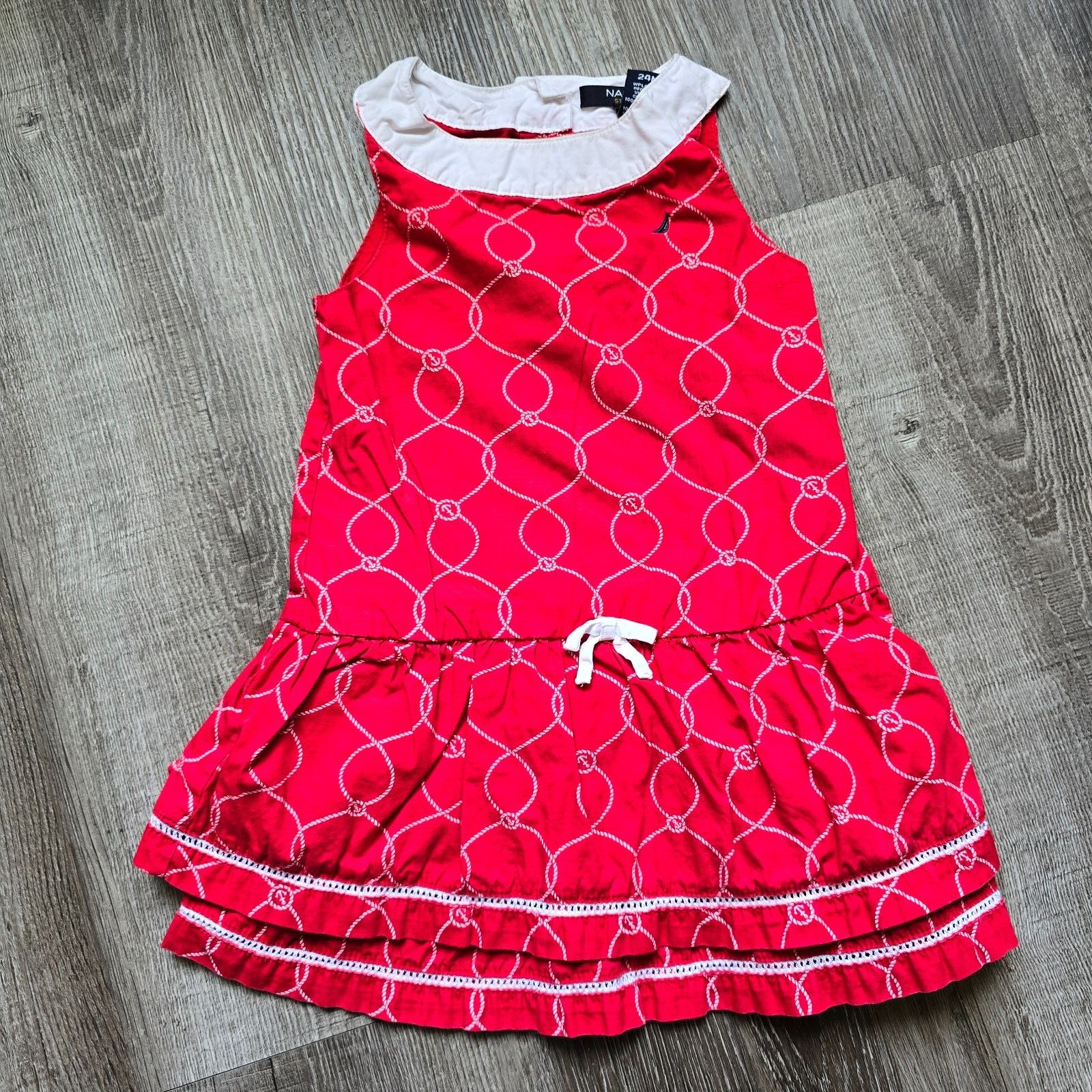 Primary image for Nautica Baby Girls Dress 24 Months Sundress Red Nautical Knots Ruffles Summer