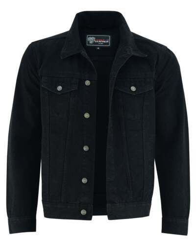 Denim Motorcycle Jacket Heavy Duty Button Front Vance Leather VB510BK