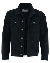 Denim Motorcycle Jacket Heavy Duty Button Front Vance Leather VB510BK - £44.87 GBP