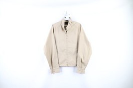 Vtg 70s Streetwear Mens Medium Blank Full Zip Cafe Racer Bomber Jacket Beige USA - £62.26 GBP