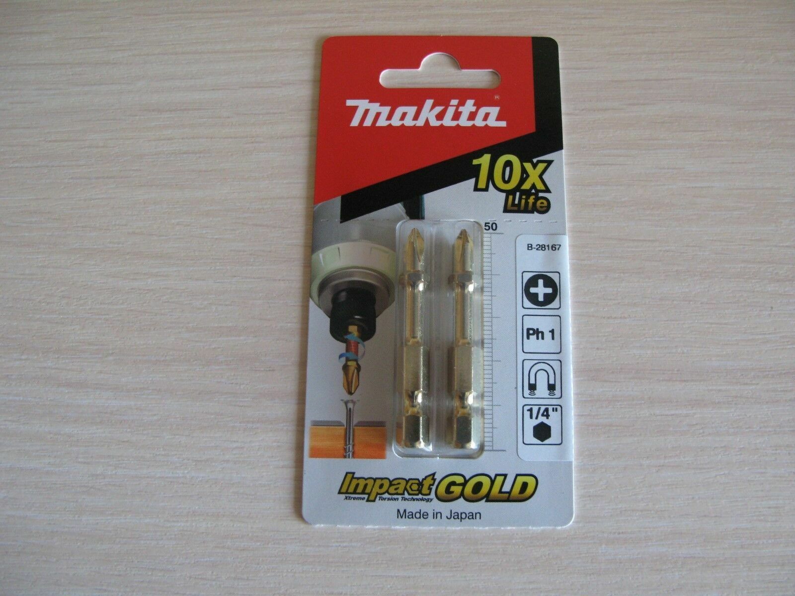 Makita B-28167 2psc Impact GOLD Torsion Bit PH1 50mm Screwdriver - £16.17 GBP