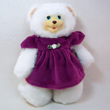 Vintage Fisher Price Briarberry MAGGIEBERRY White Bear in Plum Dress - £8.01 GBP