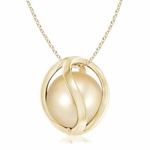Authenticity Guarantee 
Angara 10mm Golden South Sea Pearl Fashion Pendant Ne... - £516.08 GBP