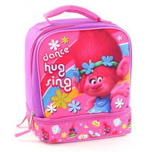 Trolls Princess Poppy Pink Lead-Free Dual-Chamber Lunch Box Tote Bag Nwt - £10.19 GBP