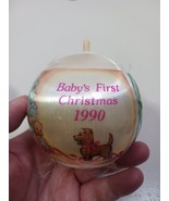Vintage Baby&#39;s First Christmas 1990 Satin Ball Ornament Made In USA - £7.78 GBP