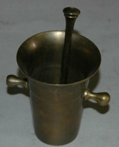 Vintage Brass Mortar &amp; Pestle Mini Metal Decor Made in India - £48.24 GBP