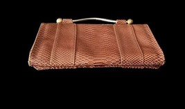 Vintage Crocodile Croc Embossed Zambia & Siega Brown Faux Leather Clutch Bag image 9