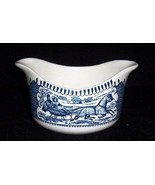 Vintage Blue Currier &amp; Ives 2 Spout Gravy Boat~Royal China - $415.71 MXN