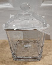Bella Lux Glass Jar With Cover - Floral, Leafy Design &amp; Silver Trim - £22.99 GBP