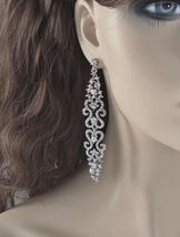 Long Chandelier Earrings, 4 Inch Crystal Rhinestone Bridal Wedding Jewelry - $24.74
