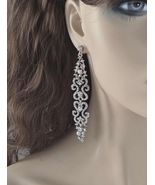 Long Chandelier Earrings, 4 Inch Crystal Rhinestone Bridal Wedding Jewelry - $24.74