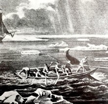 Boat Ocer Whales Tail Whaling 1926 Nautical Antique Print Whale Hunting ... - $24.99