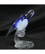 Art Glass Murano Handblown Bird Clear and Shades of Blue Figurine Italy - £40.98 GBP