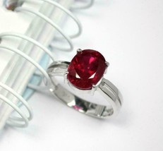 Natürlich Rot Rubin Handgemacht 925 Sterlingsilber Band Ring für Damen - £22.27 GBP