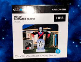 8 Ft Animated Reaper Tombstone Inflatable LED Skeleton Ghost Halloween D... - $128.65