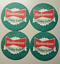 Vintage 1950s Budweiser Beer Set of 4 Holiday Coaster St. Louis, MO 3.5&quot;... - £8.75 GBP