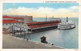 Cedar Point Lake Steamer Boat Landing Sandusky Ohio 1937 postcard - £5.45 GBP