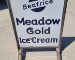 ANTIQUE PORCELAIN ENAMEL BEATRICE ICE CREAM SIDEWALK SIGN 2-SIDED MEADOW... - £1,599.10 GBP