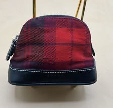 A Rare Vintage Coach Tartan Domed Small Mini Red Plaid Wool Leather Coin Purse - £29.38 GBP