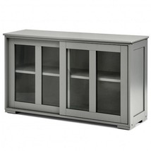 Sideboard Buffet Cupboard Storage Cabinet with Sliding Door-Gray - Color... - $186.72