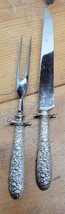 Vintage Stainless Steel with Sterling Silver Handles Carving Set Fork &amp; Knife - £37.99 GBP