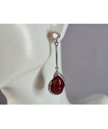 Womens Vintage Estate Sterling Silver Carnelian CZ Earrings 6.4g E1312 - €34,23 EUR