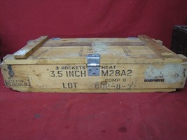 Vintage Military Ammo Wooden 3.5&#39;&#39; Rocket Crate Box M28A2 Military U.S.A - £54.50 GBP