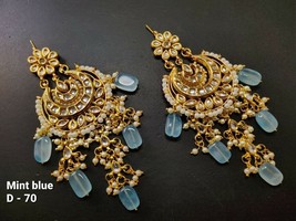 Indian kundan meena jewelry set bridal wedding tradtional earrings bali Latest 8 - £17.70 GBP