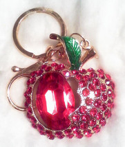 Red Apple Rhinestone Key ring New Free Delivery - £8.42 GBP