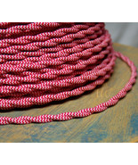 Cloth Covered Twisted Wire-Red/White Pattern, Vintage Style Cloth Lamp Cord - £1.08 GBP