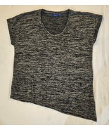Apt. 9 Black &amp; Gray Knit Top Women&#39;s Size L Relaxed Fit Asymmetrical NWO... - $12.99