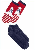 Nwt HUE 2-pack Natale Vacanza Orso Polare Footsie No Show Calzini IN Reg... - $3.99