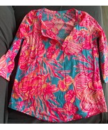 Lilly Pulitzer Girls 3/4 Sleeve Floral Coral Tunic Top size L (8-10) NWOT - $35.65 CAD