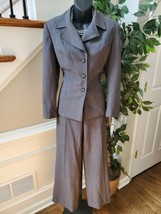 Anne Klein Women&#39;s Gray Polyester Single Breasted Blazer &amp; Pant 2 Piece Suit 6P - £37.96 GBP