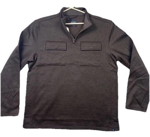 prAna Mens Brookland 1/4 Zip Sweater XL Pumpernickel Brown Wool Blend NEW - $54.88
