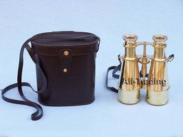 Nautical Spyglass Brass Finish Collectible Maritime Binocular With Leather Box - £42.75 GBP