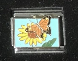 Sunflowers and Butterfly Wholesale Italian Charm Enamel Link 9MM K57 - £11.88 GBP