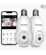 LAVIEW 4MP Light Bulb Security Camera 2.4GHz 360° 2K WiFi Smart IP 2-Pack WHITE - £37.39 GBP