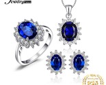 Lue sapphire ring pendant necklace stud earrings crown 925 sterling silver jewelry thumb155 crop