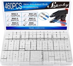 460Pcs Non Insulated Butt Connectors Kit, Sopoby Butt Splice Connectors, 24-8 - $44.99