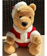 DISNEY STORE PLUSH WINNIE THE POOH AS SANTA CHRISTMAS BEAR 13&quot; WIND UP M... - $11.99