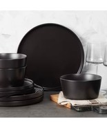 16-Piece Stoneware Dinnerware Set in Matte Black - Service for 4 - $206.07 CAD