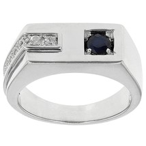 0.60 Ctw Round Cut Blue Sapphire 14K White Gold Plated Solitaire Men&#39;s B... - €84,85 EUR