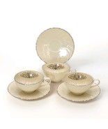 Lenox Valera 3 individual Cup &amp; Saucer Sets Platinum Trim 1961-77 Fine P... - $62.36 CAD