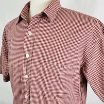 Oxford Fulham Short Sleeve Plaid Shirt Mens LT Button Front Cotton Red G... - £10.17 GBP