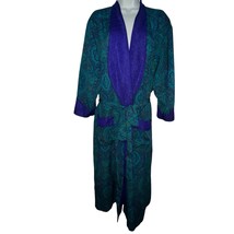 Vintage Gold Label Victoria&#39;s Secret Teal &amp; Purple Paisley Robe Petite S... - $35.00
